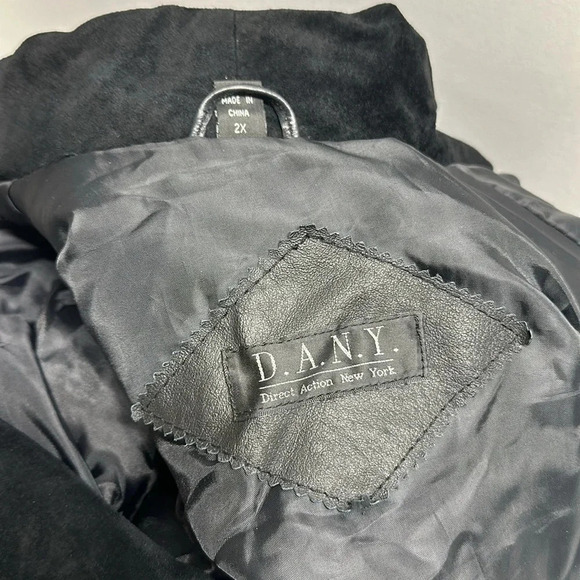 Suede Jacket Coat Pure Leather Heavyweight Open Front Black Women's Plus Size 2X - Picture 8 of 11